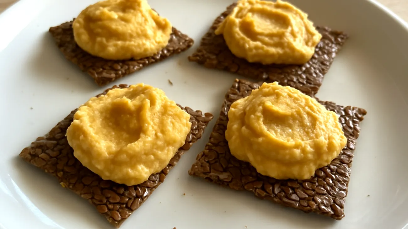 Crackers di semi di lino con hummus di ceci"