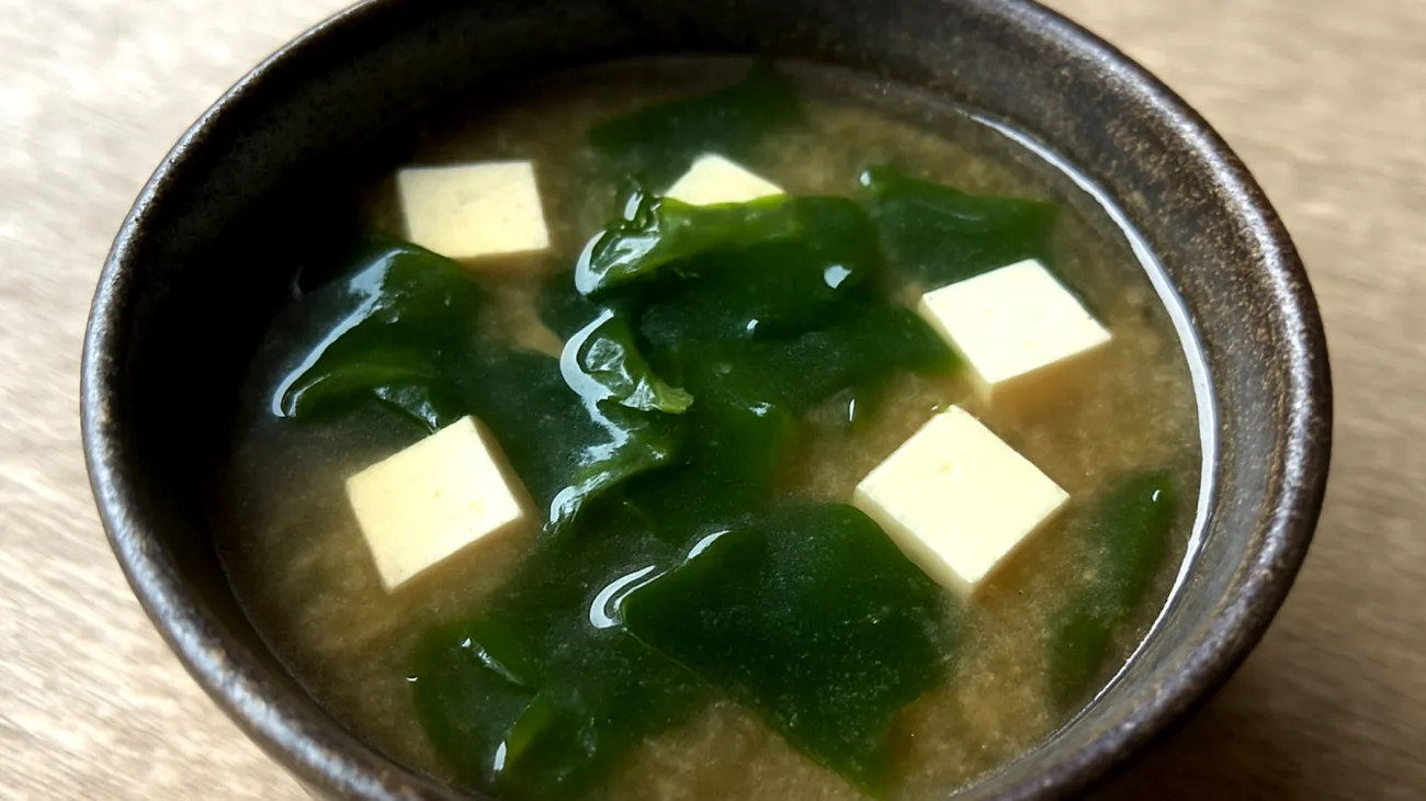 Zuppa di miso con alghe wakame e tofu"